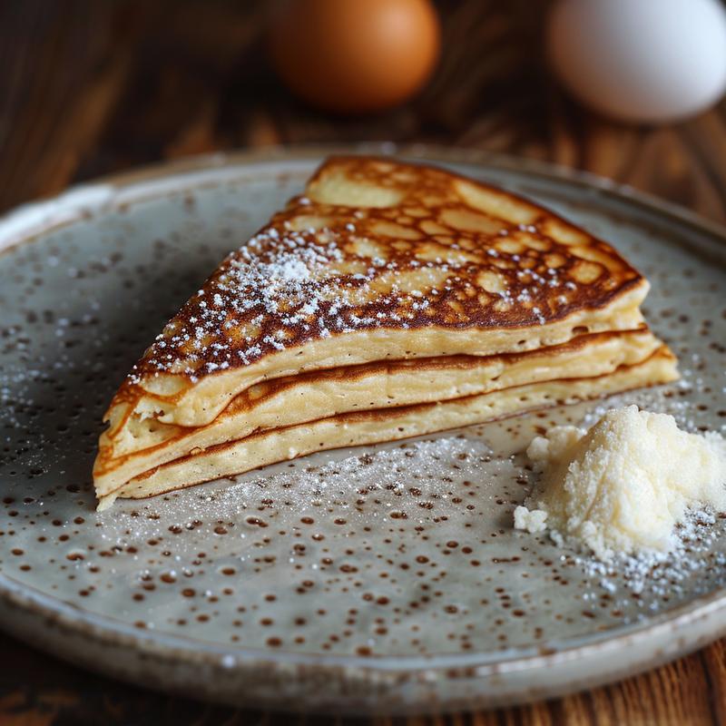 Close-up of Valentine's Day pancake slice on light grey plate.