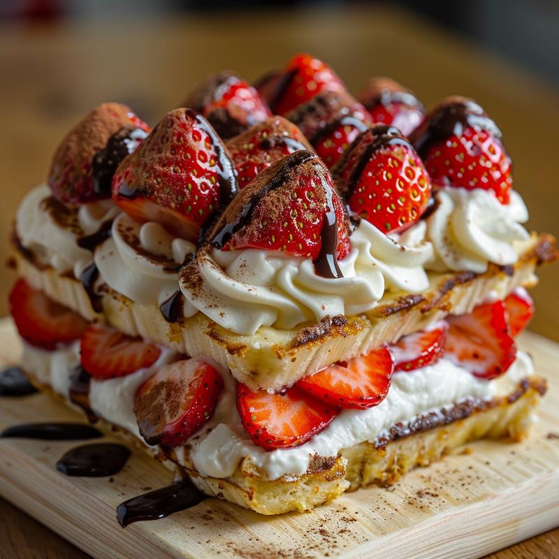Close-up of a strawberry and banana dessert.